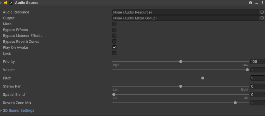 Configuración de un Audio Source en Unity