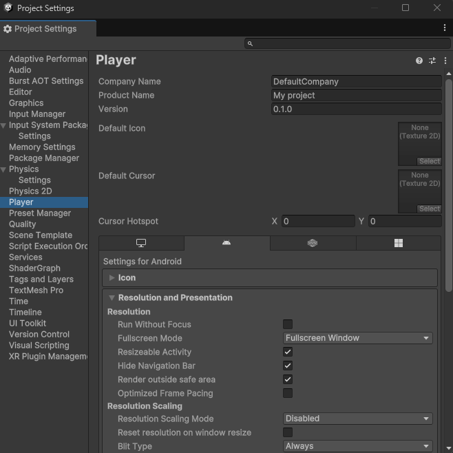 Project Settings